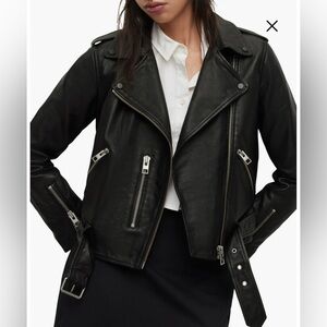 All Saints Black Leather Balfern Moto Jacket size 0-2